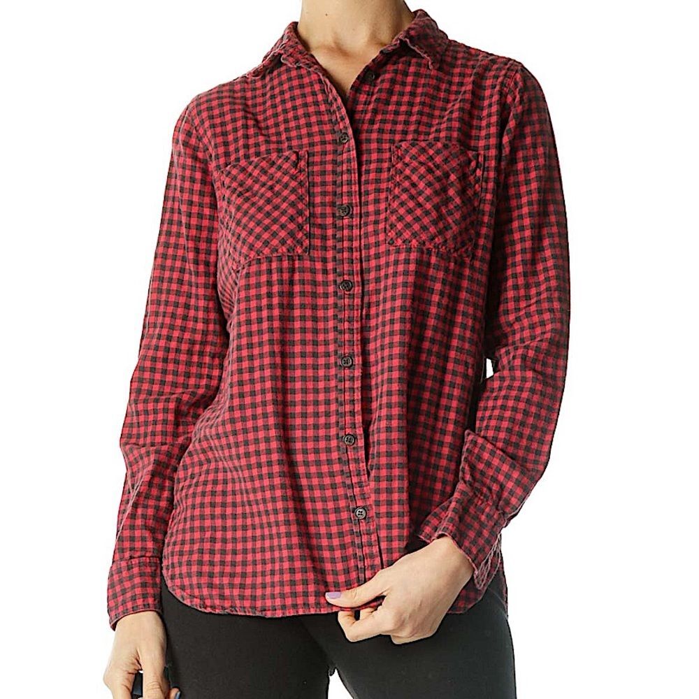 J. Crew Red & Black Buffalo Plaid Flannel Button Up Long Sleeve Shirt Size 4 - Picture 1 of 11